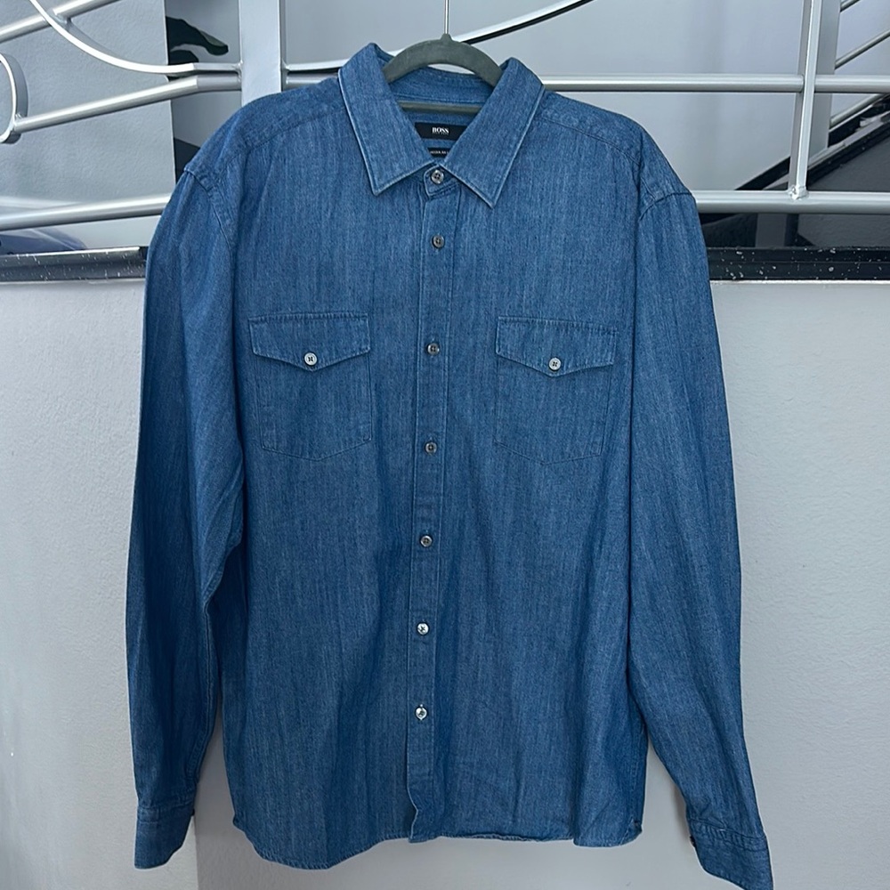 Boss Classic Blue Denim Shirt size XXL